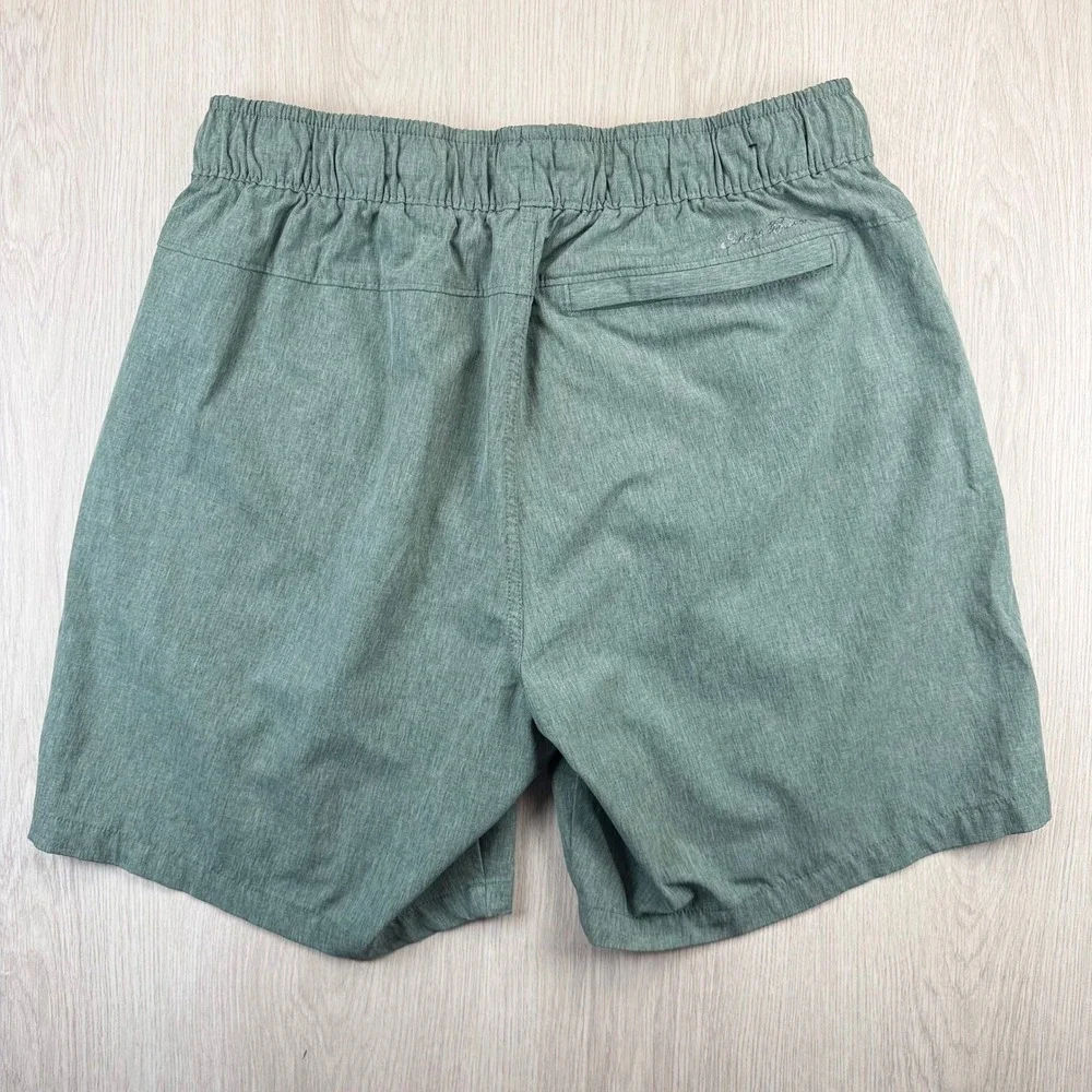 Eddie Bauer Mens Performance‎ Shorts Sage Green Heather Elastic Waist L EMS16095